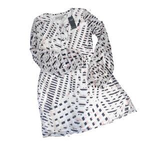 Abercrombie & Fitch Dress size Extra Small Beige Black Coral Sheer Peasant Boho